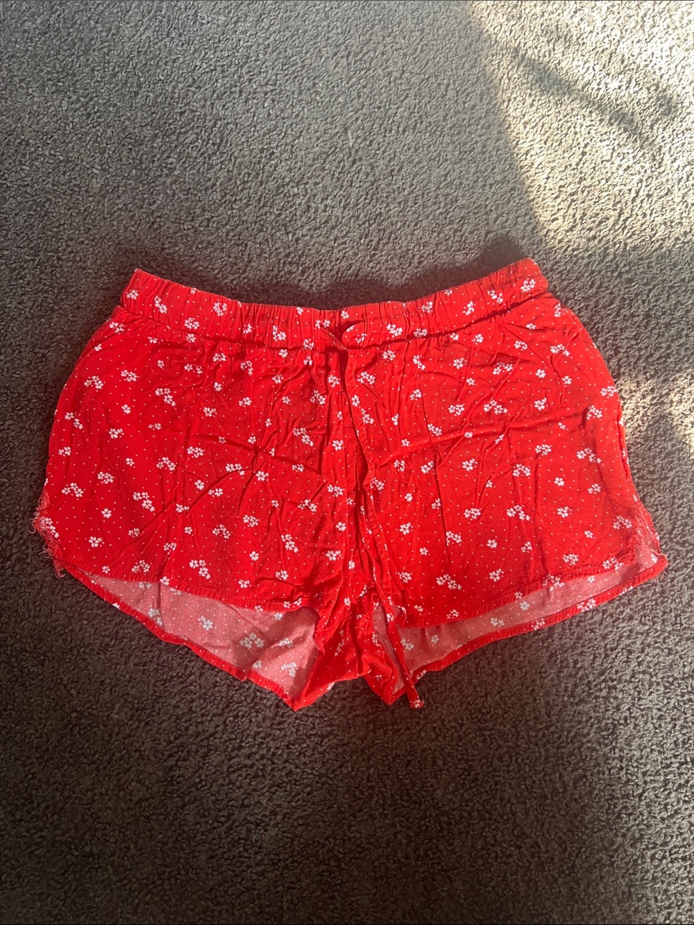 Forever 21 Red High-Waist Floral Drawstring Shorts